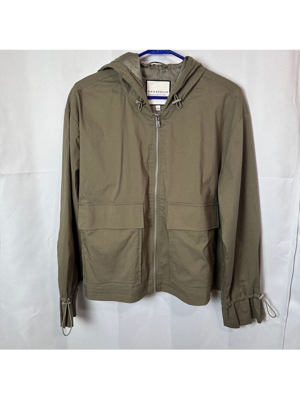 Bagatelle Collection Lightweight Army Green Hooded Jacket - Size Large